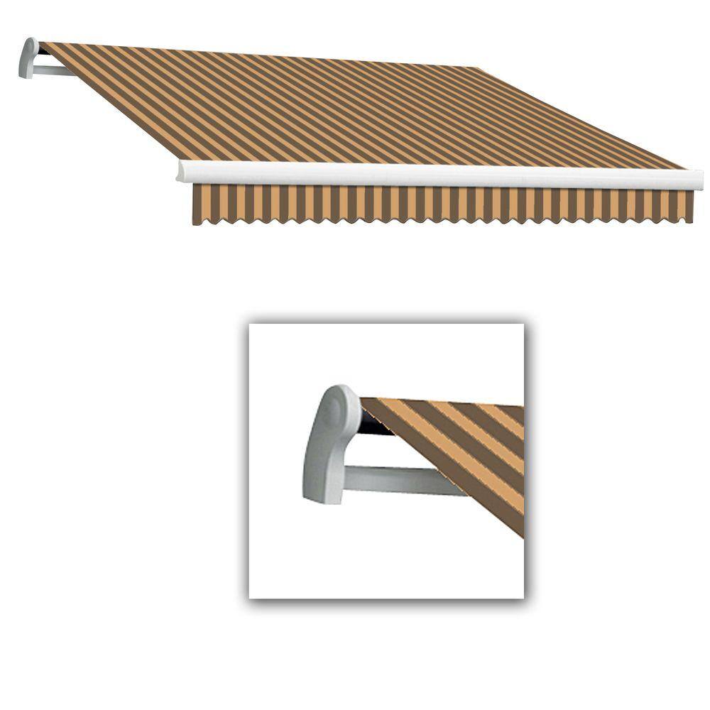 8' x 6.5' Brown and Tan Stripe Motorized Patio Awning