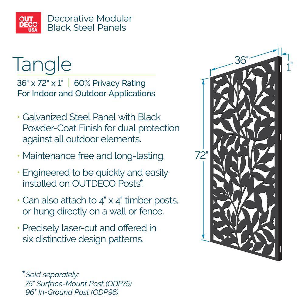 Black Powder Coated Steel 3'x6' Decorative Panel
