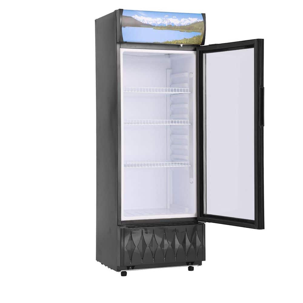 Commercial Merchandiser Refrigerator 6.8 cu. ft. 23 in. Beverage Cooler Glass Door Display with 3 Shelves Lightbox Black