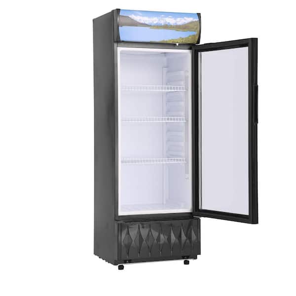 Commercial Merchandiser Refrigerator 6.8 cu. ft. 23 in. Beverage Cooler Glass Door Display with 3 Shelves Lightbox Black