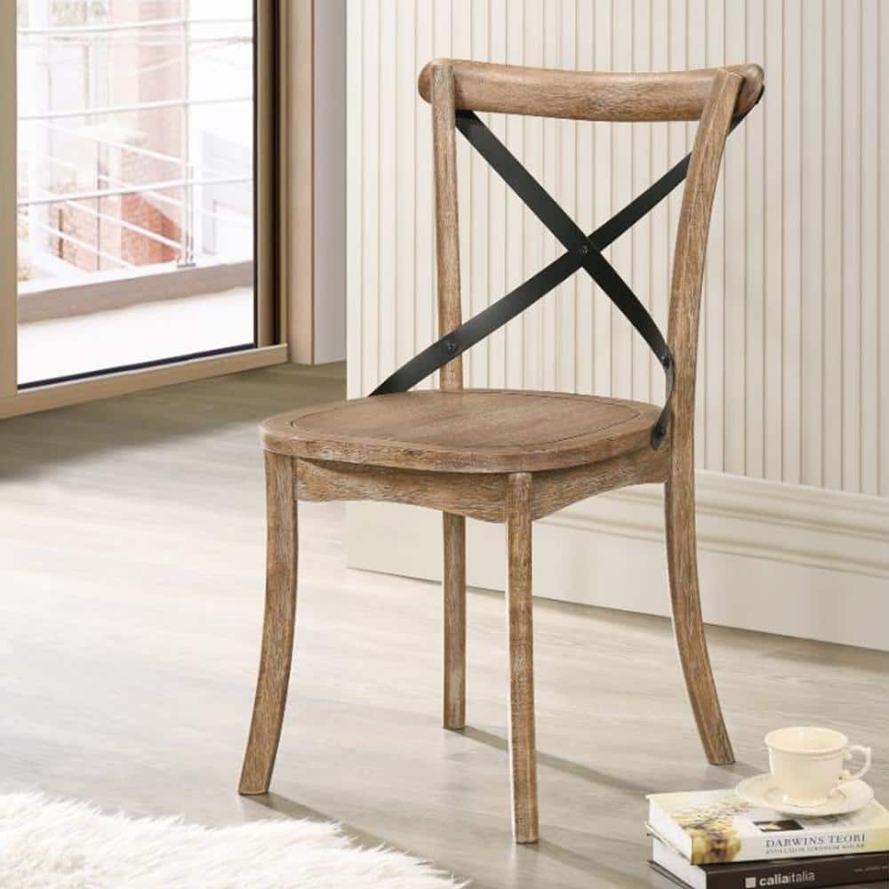Rustic Oak High Cross Back Side Chair