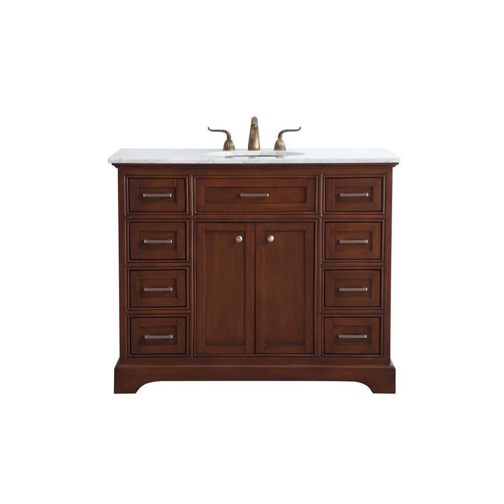 Simply Living 42 in. W x 21.5 in. D x 35 in. H Bath Vanity in Teak with Car