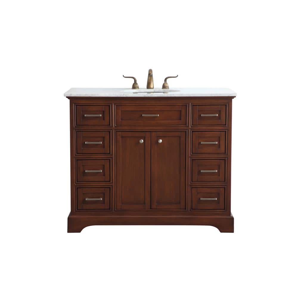 Timeless Home 21.5 in. W x 42 in. D x 35 in. H Single Bathroom Vanity in  Teak with White Marble Top and White Basin TH30042Teak - The Home Depot