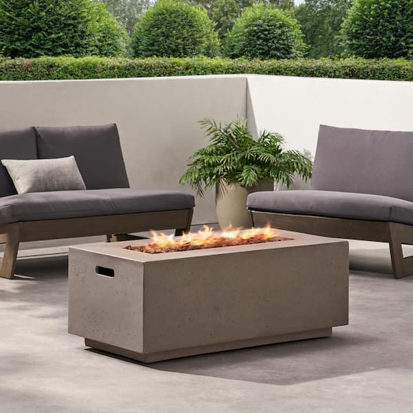 Unbranded 40 in. 40,000 BTU Rectangular MgO Concrete Propane Fire Pit, Dark Gray (without tank cover) for Winter Outdoor Heating