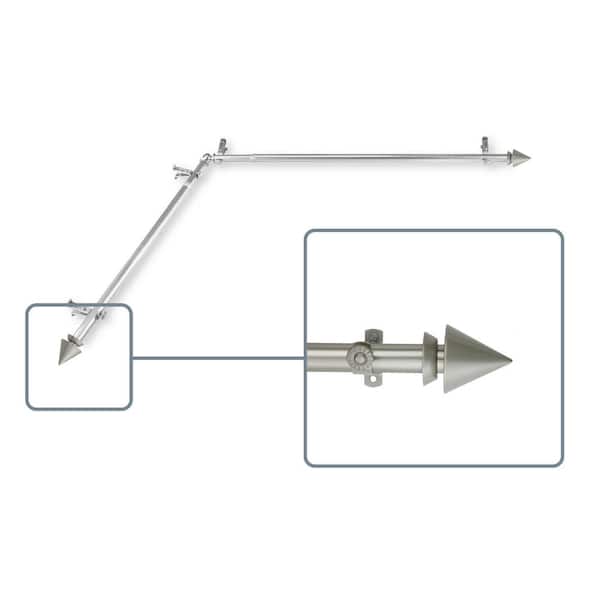 Unbranded 28 in. to 48 in. Adjustable 13/16 in. Corner Window Curtain Rod in Satin Nickel with Bruno Finials