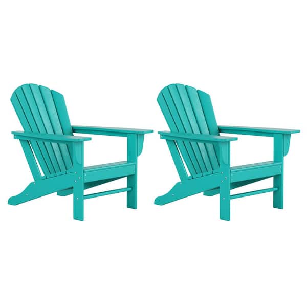 Mason Turquoise Poly Plastic Outdoor Patio Classic Adirondack Chair, Fire Pit Chair (Set of 2)