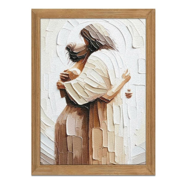 Unbranded 16 in. x 24 in. Framed 3D Jesus Embracing Woman Wall Art for Home and Prayer Rooms