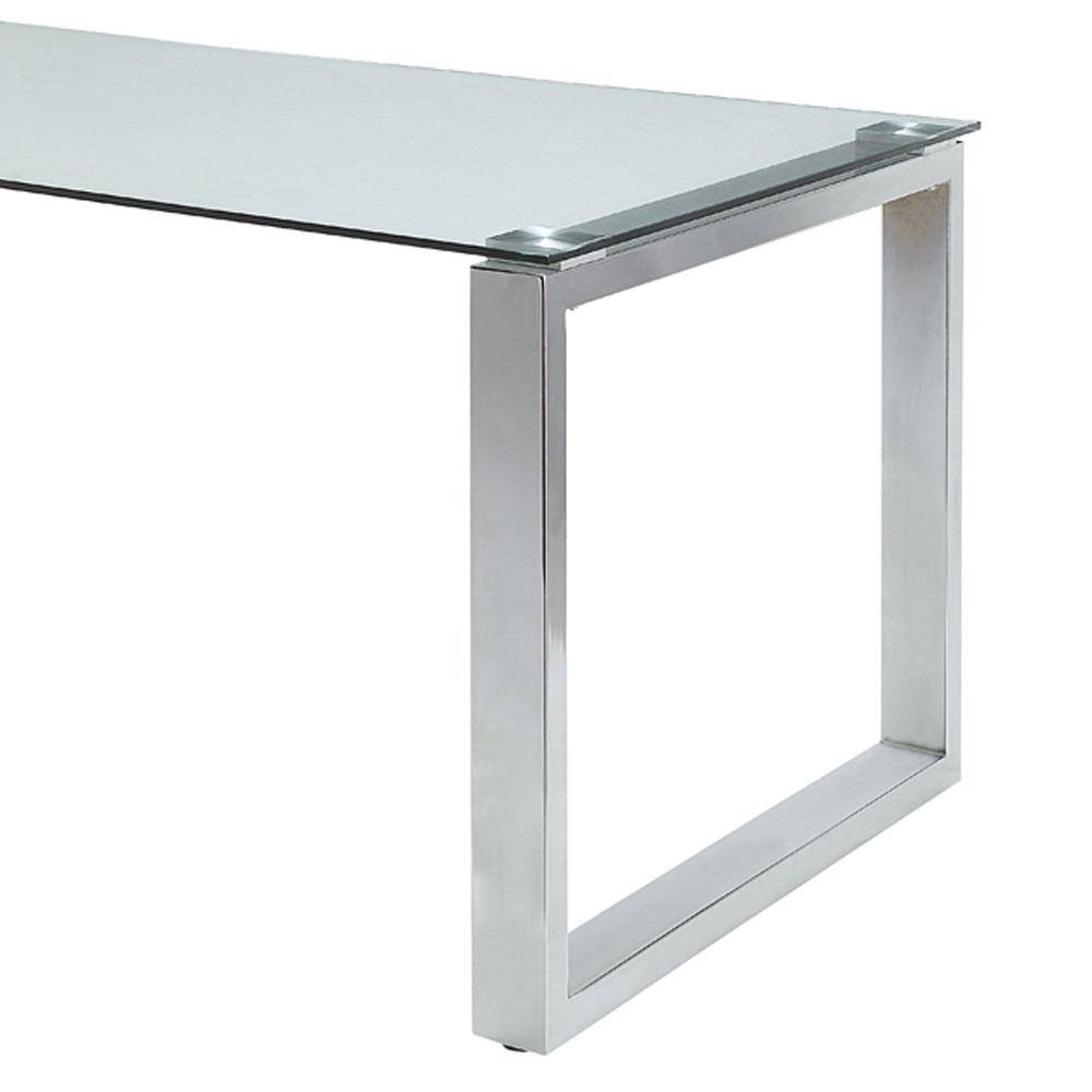 Clear Glass and Chrome Rectangular Dining Table for Six