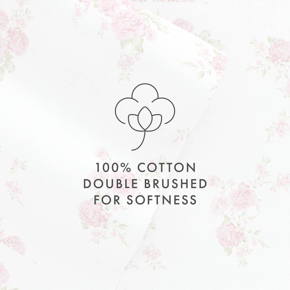 Queen Pink Floral Cotton Flannel Deep Pocket Sheet Set