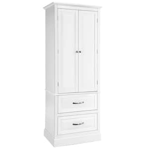 24 in. W x 16 in. D x 62 in. H White Freestanding Bathroom Storage Linen Cabinet with Adjustable Shelves