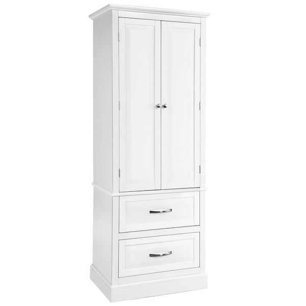 Bunpeony 24 in. W x 16 in. D x 62 in. H White Freestanding Bathroom Storage Linen Cabinet with Adjustable Shelves