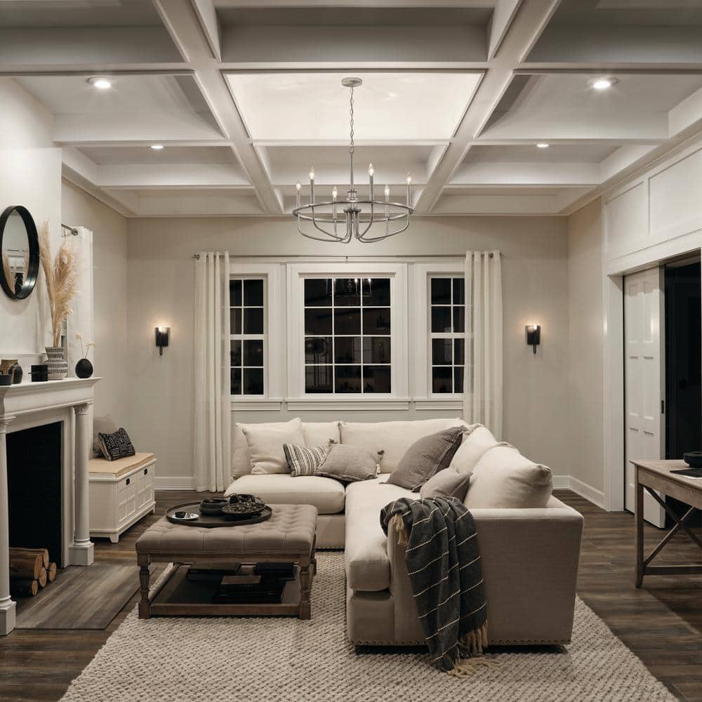 Brushed Nickel 6-Light Modern Candle Chandelier