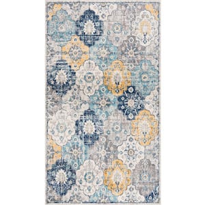 Savannah Blue 3 ft. 9 in. x 5 ft. 6 in. Modern Abstract Area Rug