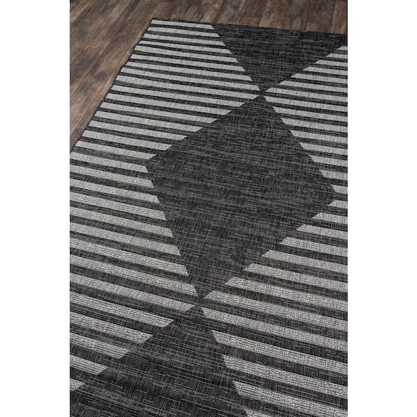 Villa Cavallo Charcoal 7 ft. 10 in. x 10 ft. 10 in. Indoor Outdoor Rug