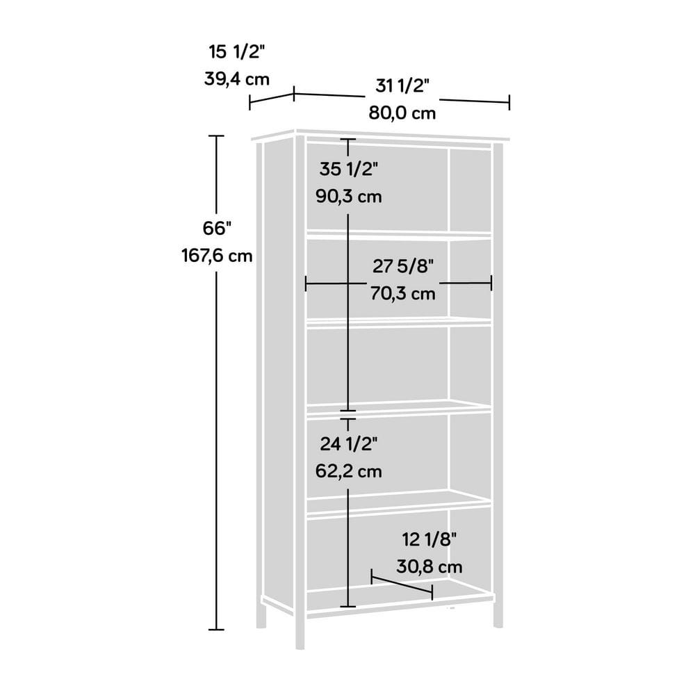 Natural Maple Adjustable 5-Shelf Bookcase