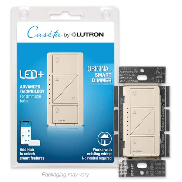 Lutron Caseta Smart Dimmer Switch for Wall & Ceiling Lights, 150W LED, Light Almond (PD-6WCL-LA)