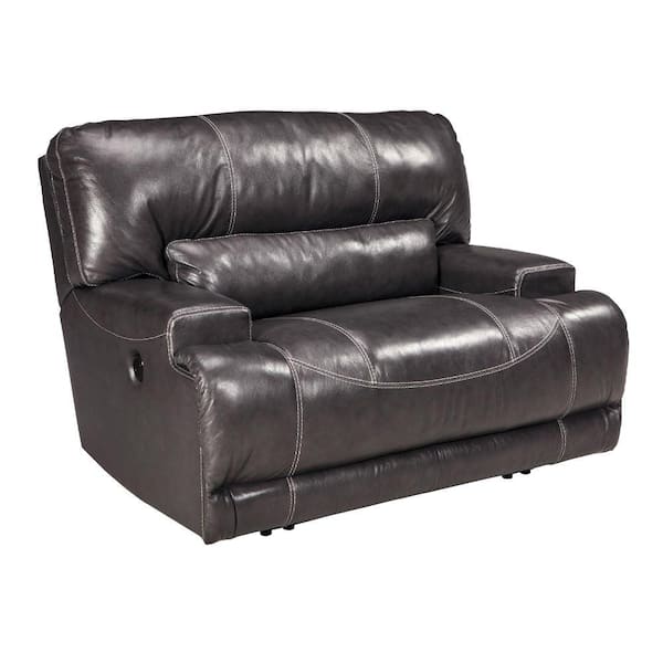 Benjara Gray Vegan Faux Leather Power Recliner With Adjustable Portions ...