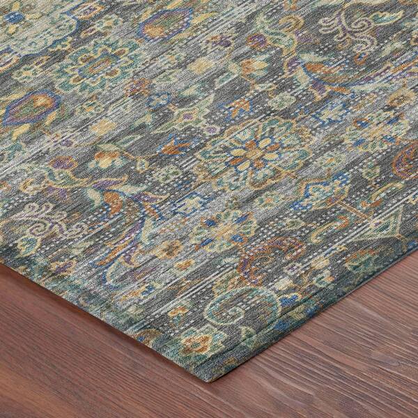 Chantille Machine Washable Indoor/Outdoor Abstract ACN2485 Gray 8 ft. x 8 ft. Round Rug