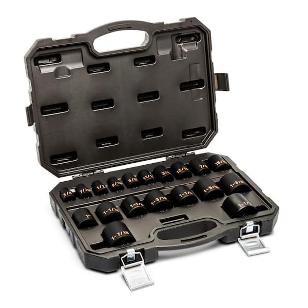 1/2 in. Drive 6-Point SAE Hi-Viz Impact Socket Set (19-Piece)