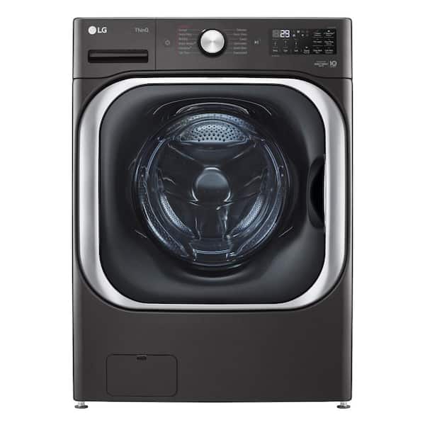 LG 5.2 cu. Ft Stackable SMART Front Load Washer in Black Steel with Steam & Turbowash Technology
