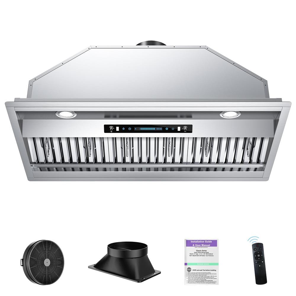 Dalxo 36 in. 600CFM Convertible Insert Range Hood in Stainless Steel with 4 Speed Gesture Control and Touch Panel