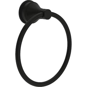 Faryn Wall Mounted Round Closed Towel Ring Bath Hardware Accessory in Matte Black