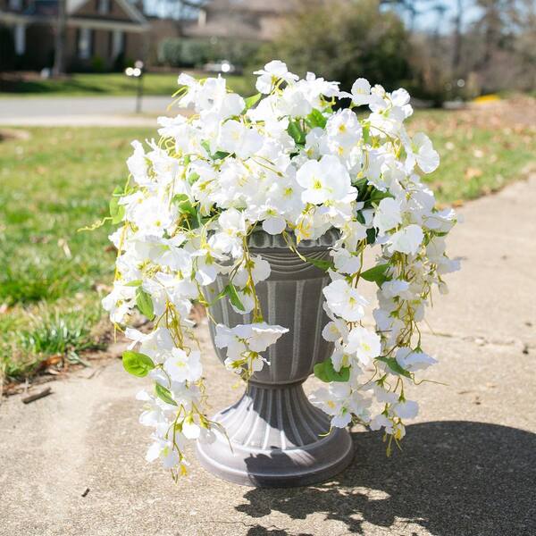 2.7 in Artificial White Hibiscus Hanging Flowers UV Resistant