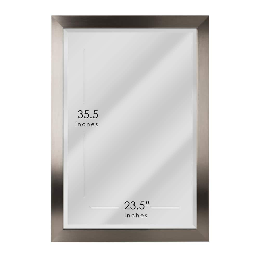 Modern Brushed Nickel Rectangular Wall Mirror 28 x 40 Inch
