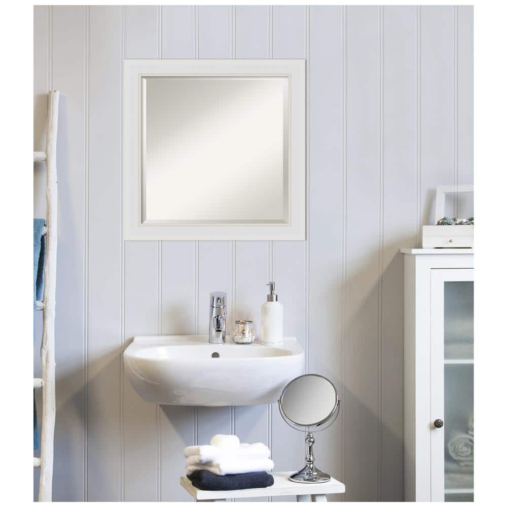 24" x 24" Soft White Satin Finish Rectangular Bathroom Vanity Mirror