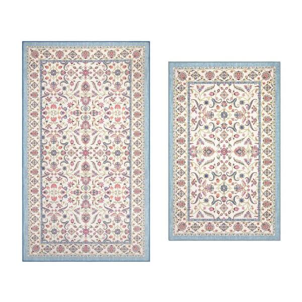 Chatsworth 2 ft. X 4 ft. Woven Ivory Multi Floral 2-piece Rug Set