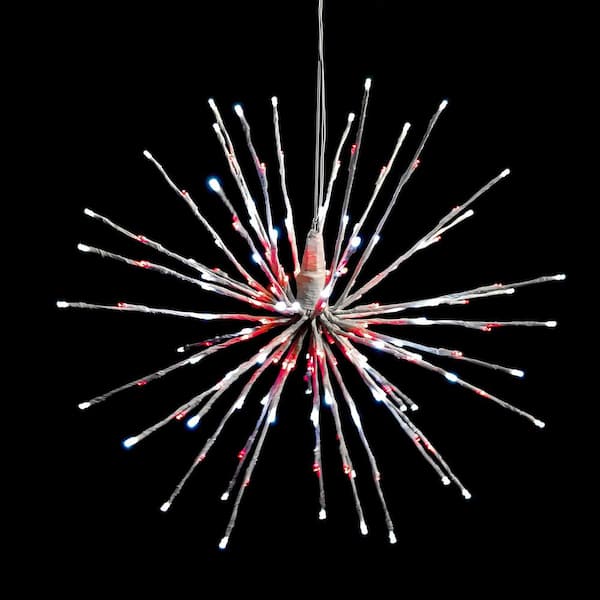 HOLIDYNAMICS HOLIDAY LIGHTING SOLUTIONS 24 in. Pure White and Red LED Christmas Spritzer