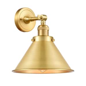 Briarcliff 1-Light Satin Gold Wall Sconce with Satin Gold Metal Shade