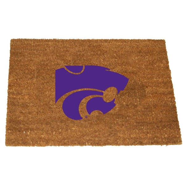 The Memory Company Kansas St Brown 29.5 in. x 19.5 in. Coir Fiber Colored Logo Door Mat