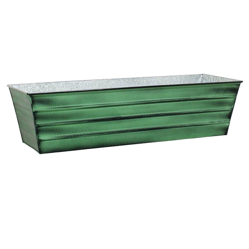 Large Green Galvanized Steel Indoor Outdoor Flower Box