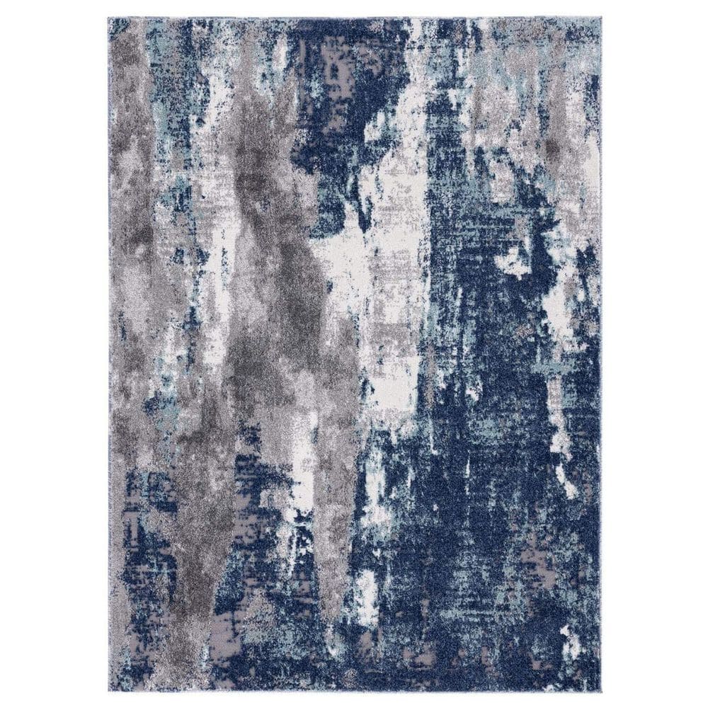 Blue Polypropylene 8 ft. x 10 ft. Abstract Indoor Area Rug