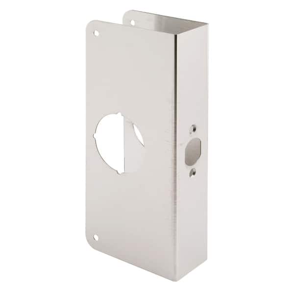 Prime-Line 1-3/4 in. x 9 in. Thick Stainless Steel Lock and Door Reinforcer, 2-1/8 in. Single Bore, 2-3/8 in. Backset