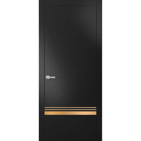 Sartodoors 2010 36 in. x 84 in. Right-Hand/Inswing Solid Wood Black Matte Single Prehung Interior Door with Hardware