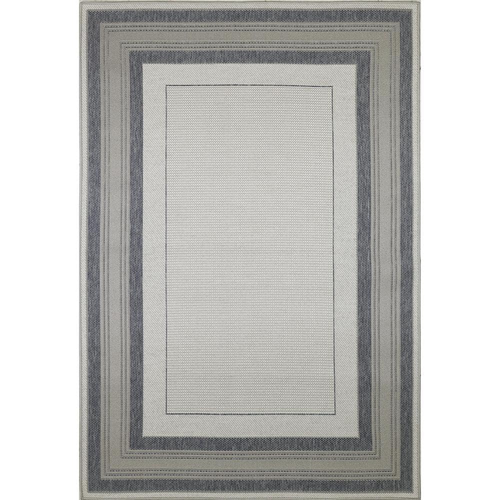 Lanai Grey/Blue 8 ft. x 10 ft. (7 ft. 10 in. x 10 ft.) Geometric Transition