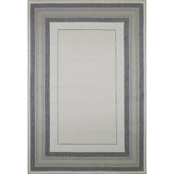 BASHIAN Lanai Grey/Blue 8 ft. x 10 ft. (7 ft. 10 in. x 10 ft.) Geometric Transitional Indoor/Outdoor Area Rug