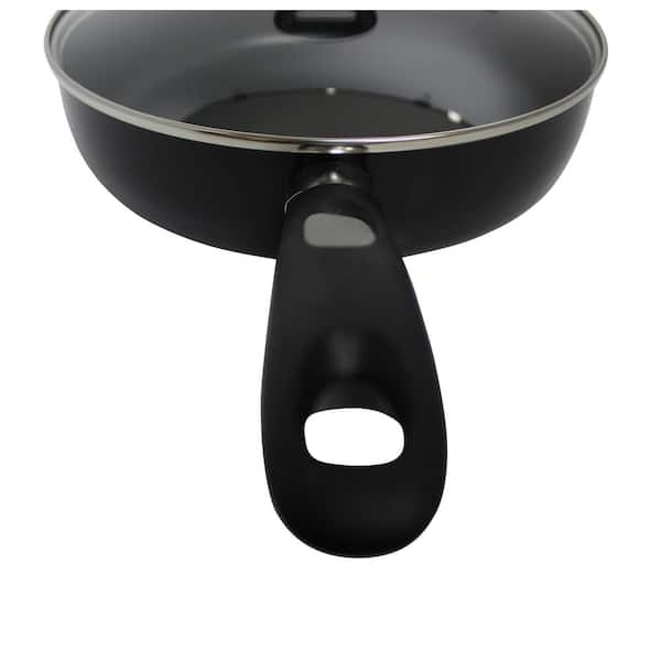 Aluminum Deep Fry Pan with Glass Lid Non Stick Insulated Handle 22cm-28cm  Black