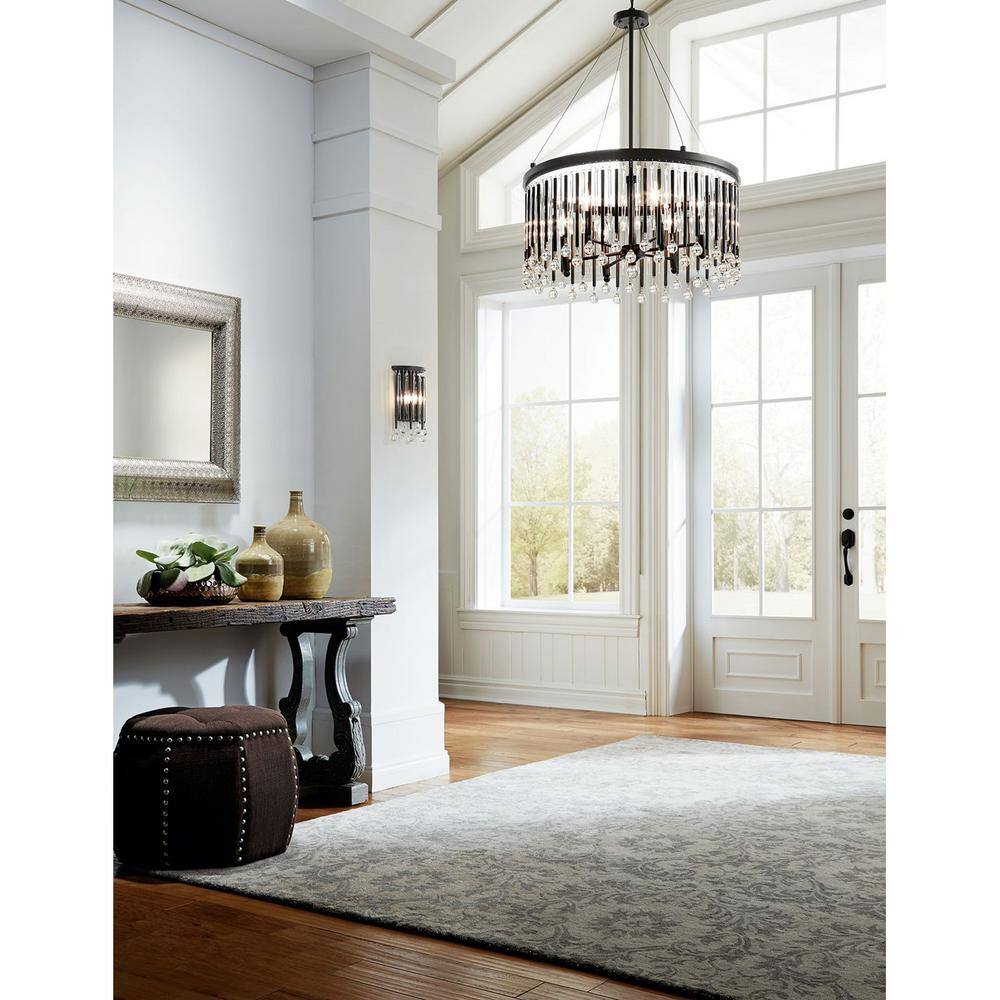 Espresso Chrome Crystal 6-Light Chandelier Pendant