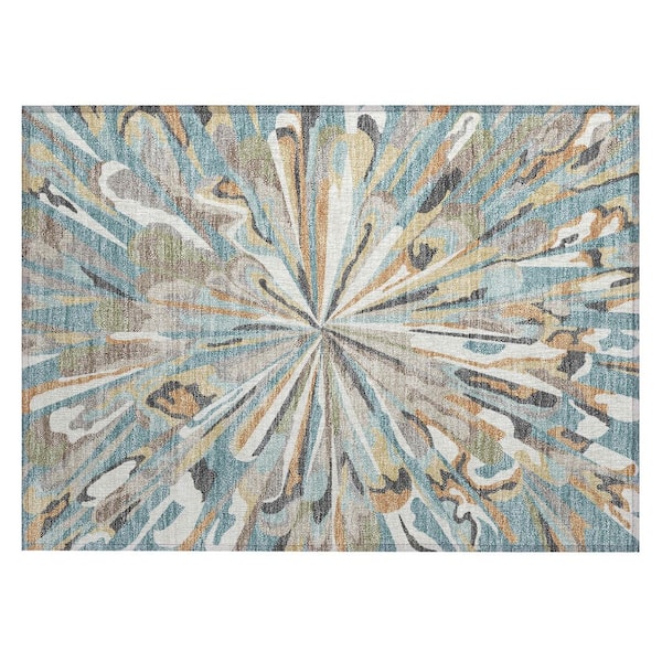 Chantille Machine Washable Indoor/Outdoor Abstract ACN2838 Teal 2 ft. x 3 ft. Accent Rug