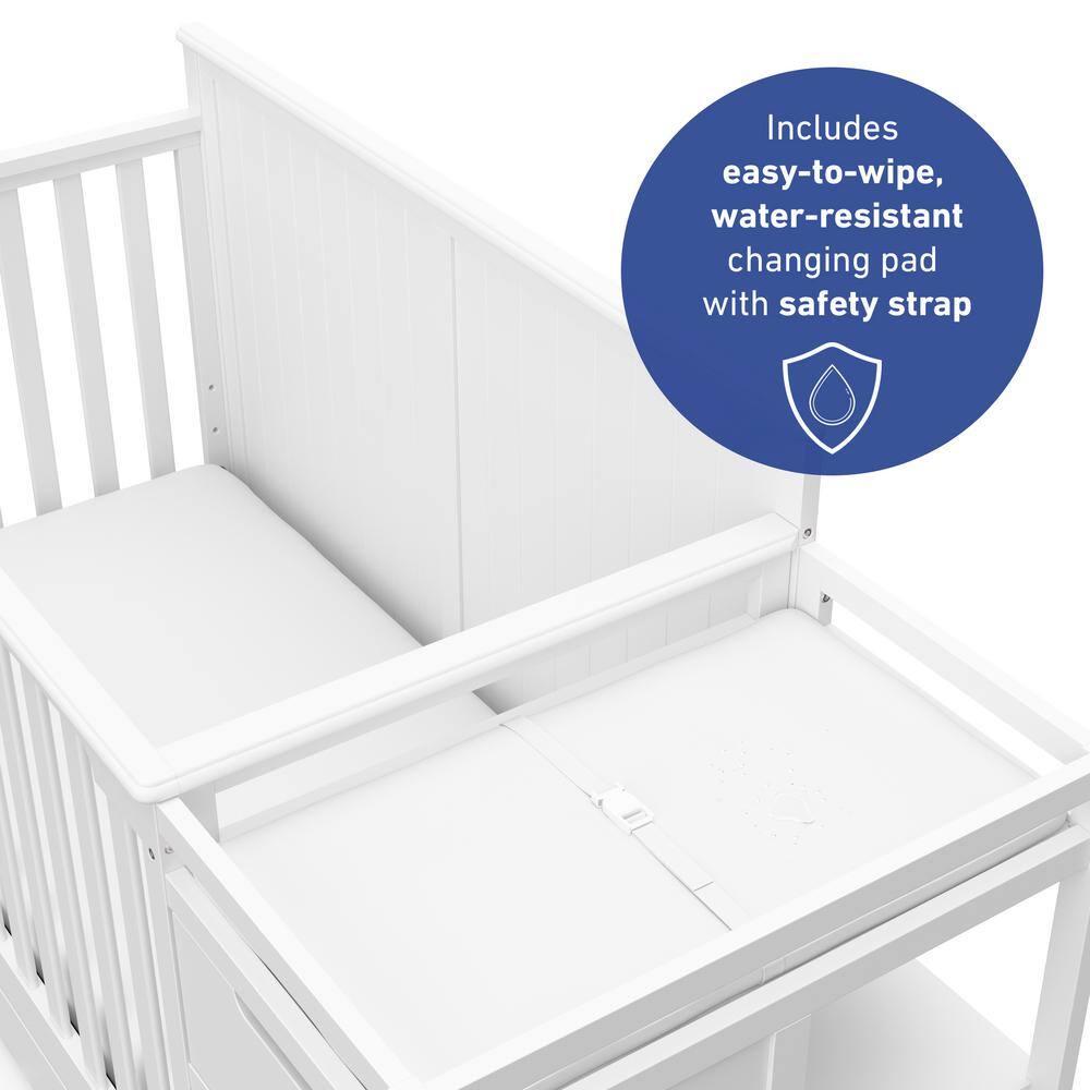 White 5-in-1 Convertible Crib and Changer with Drawer
