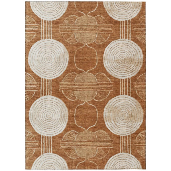 Chantille Machine Washable Indoor/Outdoor Abstract ACN3064 Paprika 3 ft. x 5 ft. Area Rug