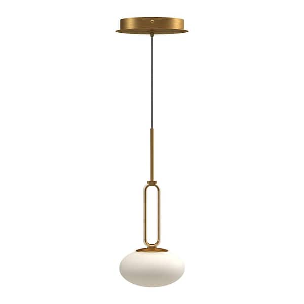 KUZCO Tavira 6 in. 1 Light 11-Watt Brushed Gold Integrated LED Pendant Light