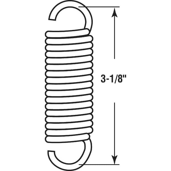 Trampoline Spring, Spring Steel Const, Bright Nickel Plated Finish, 13/16 in. x 3-1/8 in., Single Open Loop, (2-pack)
