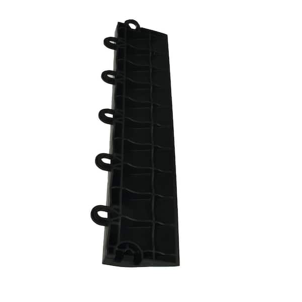 Greatmats Click Tile Black 2-3/8 in. x 12.14 in. x 5/8 in. Female Border Ramp with Loops (Case of 4)