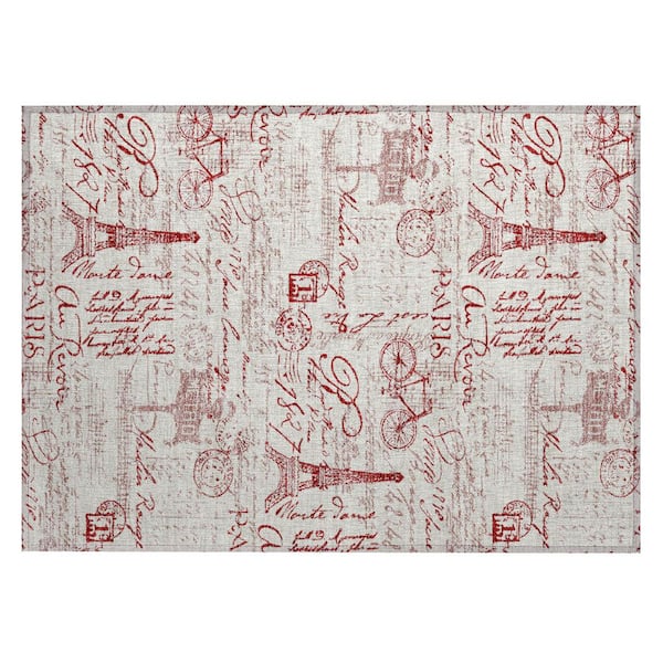 Chantille Machine Washable Indoor/Outdoor Abstract ACN2209 Red 1 ft. 8 in. x 2 ft. 6 in. Accent Rug