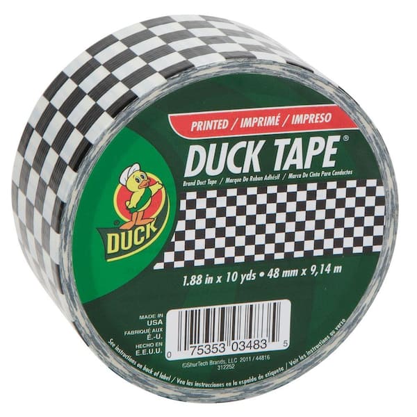 Duck 1-7/8 in. x 10 yds. Black Checker Print All-Purpose Duct Tape