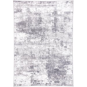 Distressed Modern Abstract Gray 7 ft. 10 in. x 10 ft. Area Rug